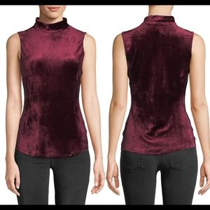 NEW $190 Theory Mock-Neck Sleeveless Slim Velour Knit‎ Tank [SZ Medium ]